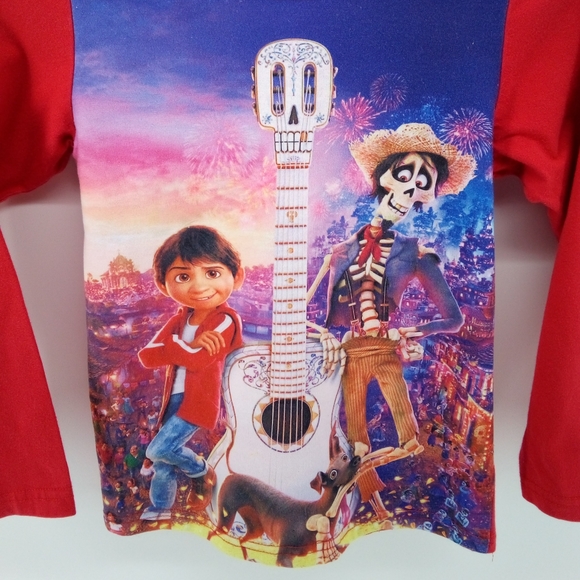 Coco Disney Pajama Top Red Graphic Snug 10 PJ Sleepwear - Picture 3 of 6